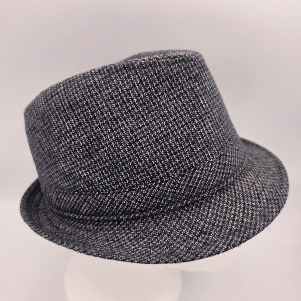 Stetson Mens Blue Black Micro Check Trilby Fedora Hat JCPST202814